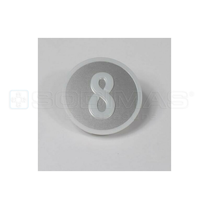 Pastille KSS gravé 8 en blanc sur fond gris - compatible