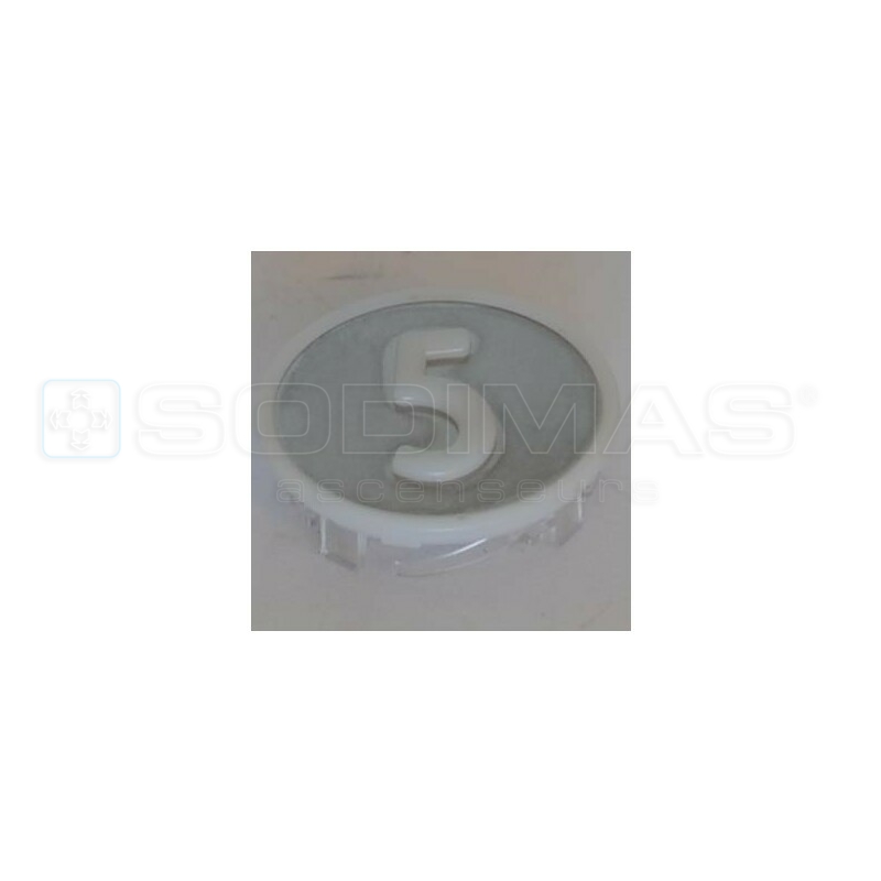 Pastille KSS gravé 5 en blanc sur fond gris - compatible