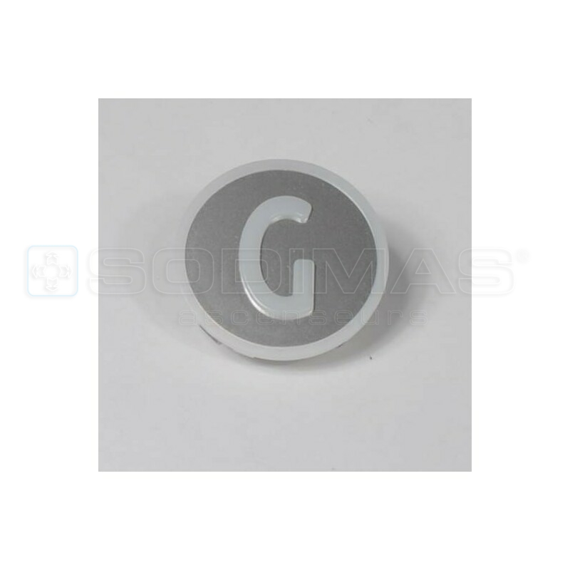 Pastille KSS gravé G en blanc sur fond gris - compatible
