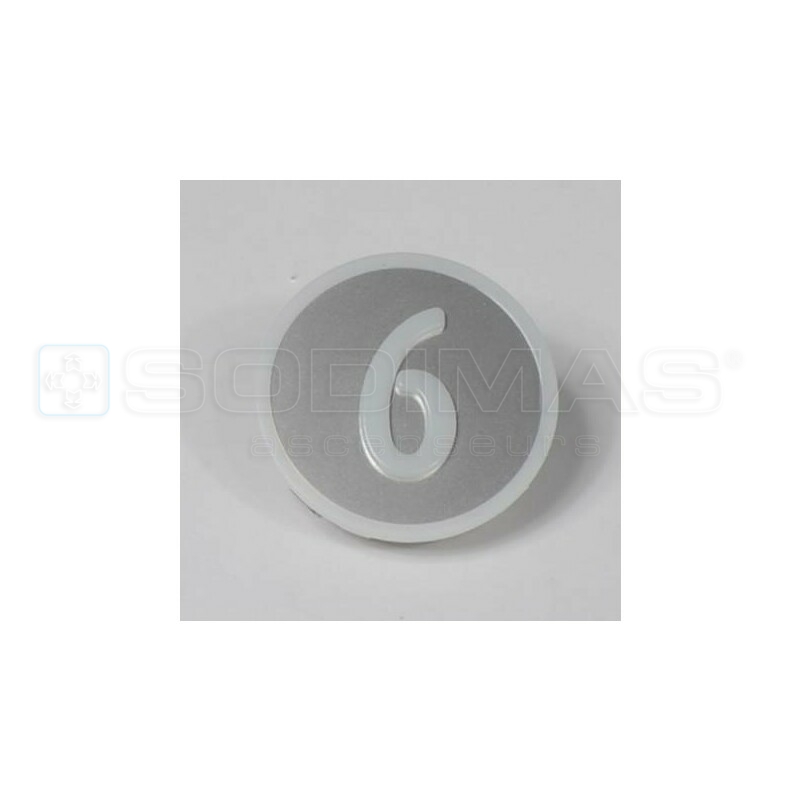 Pastille KSS gravé 6 en blanc sur fond gris - compatible