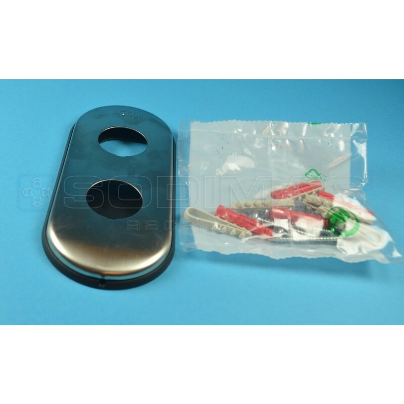 Plastron ovale palier 2 trous + logo inox brosse pour bouton KSS