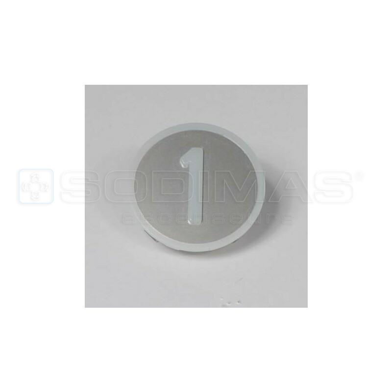Pastille KSS gravé 1 en blanc sur fond gris - compatible