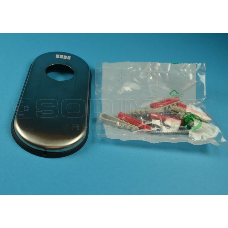 Plastron ovale palier 1 trou + logo inox brosse pour bouton KSS