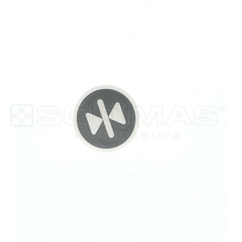 Pastille KSS symbole refermeture en blanc sur fond gris - compatible