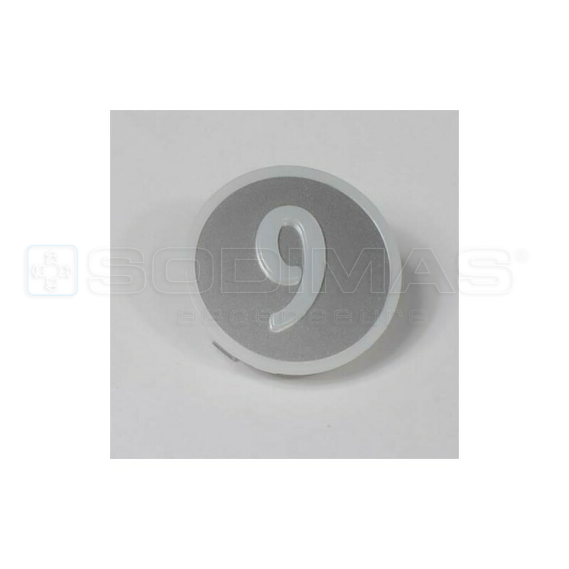 Pastille KSS gravé 9 en blanc sur fond gris - compatible