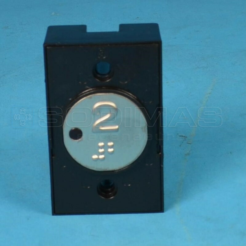 Bouton MAC gravé 2 + braille 24 V touche ronde avec voyant rouge