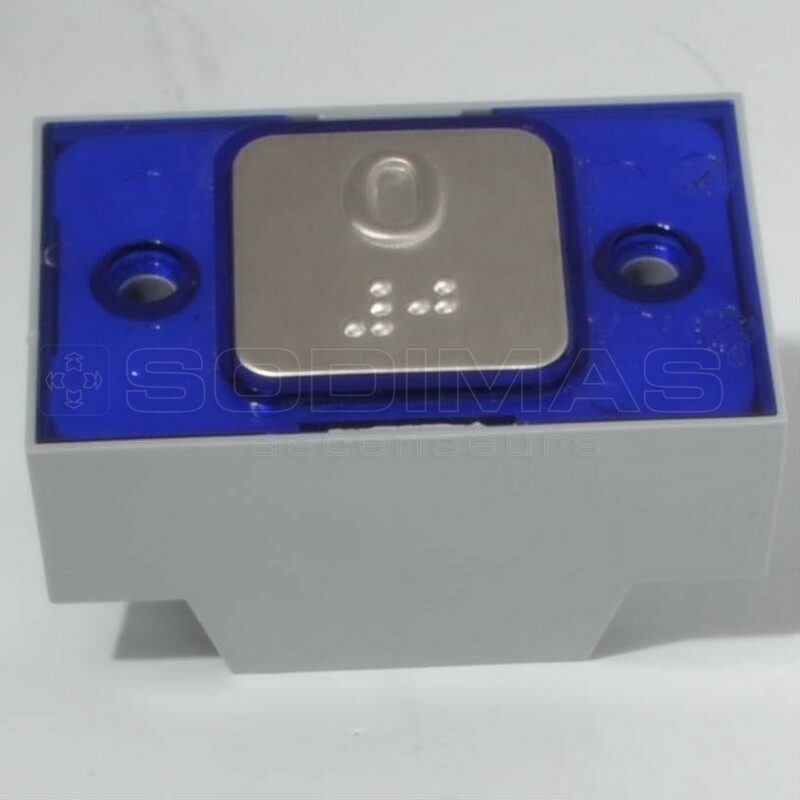 Bouton carré MAC gravé 0 + braille 24 V 1NO led bleue