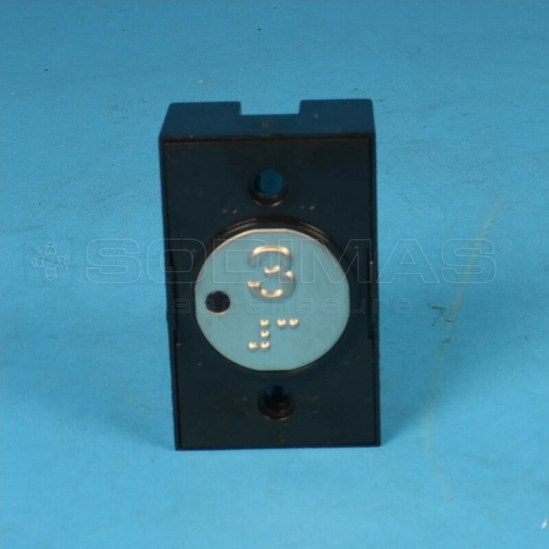 Bouton MAC gravé 3 + braille 24 V touche ronde avec voyant rouge