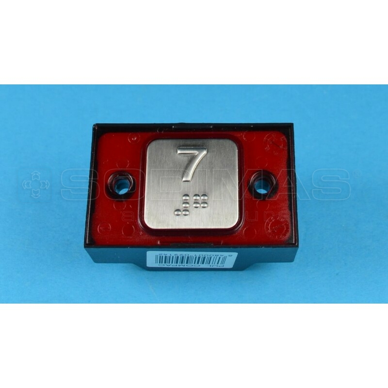 Bouton carre gravé 7 + braille -LED rouge 1NO -24V