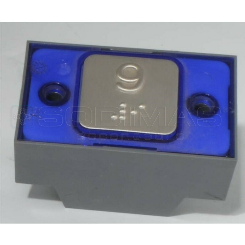 Bouton carré MAC gravé 9 + braille 24 V 1NO led bleue