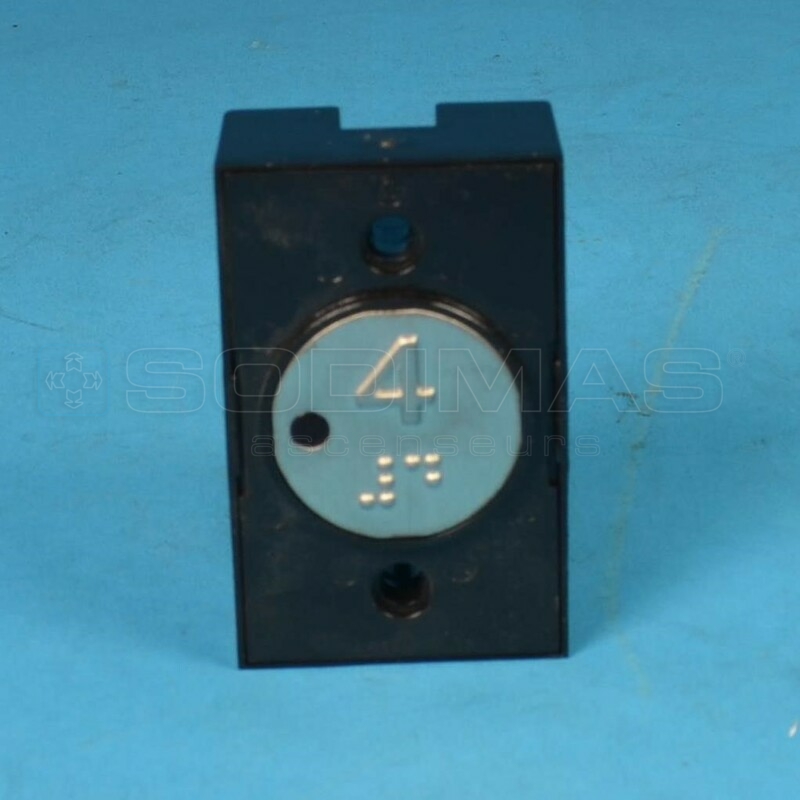 Bouton MAC gravé 4 + braille 24 V touche ronde avec voyant rouge