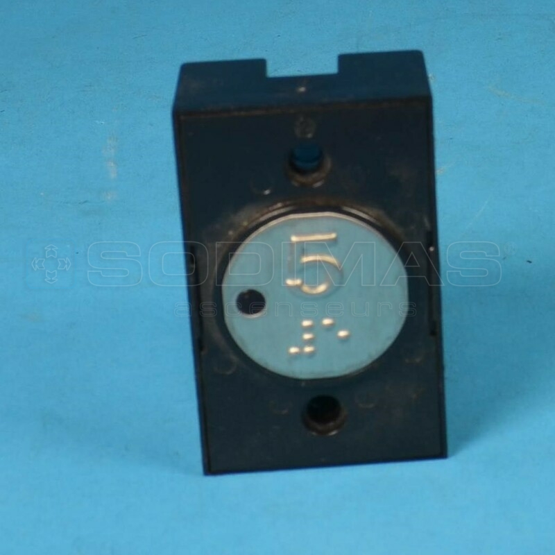 Bouton MAC gravé 5 + braille 24 V touche ronde avec voyant rouge