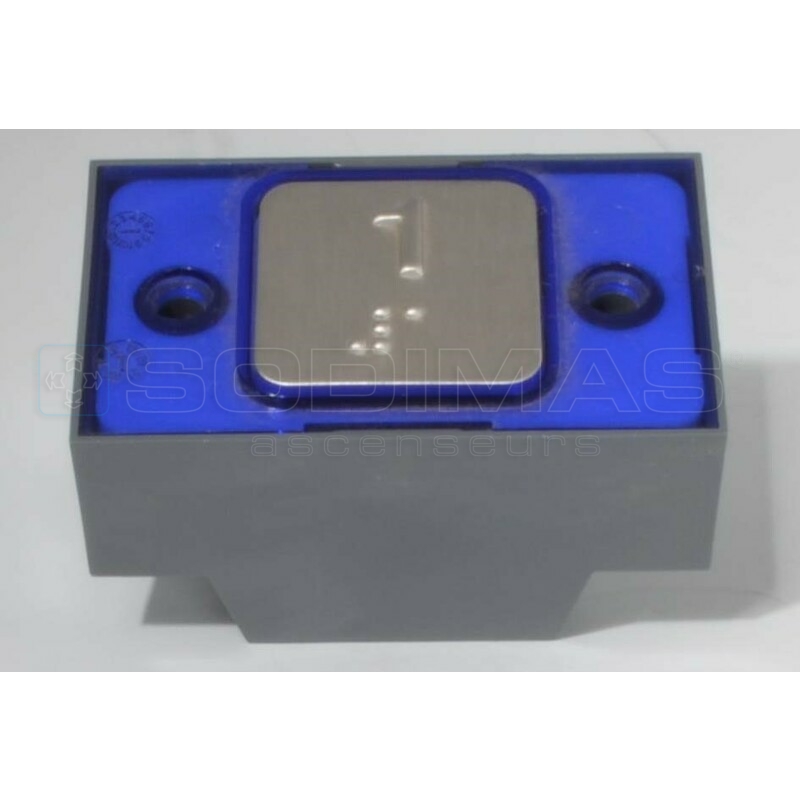 Bouton carré MAC gravé 1 + braille 24 V 1NO led bleue