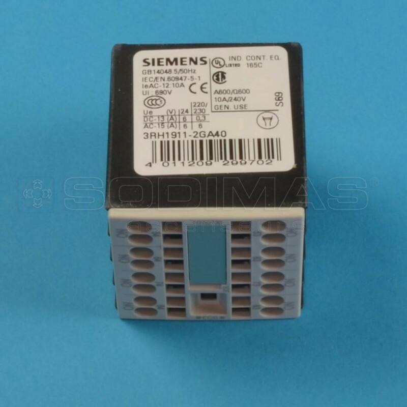 Bloc contact auxiliaire Siemens 4NO - 3RH1911 - 2GA40