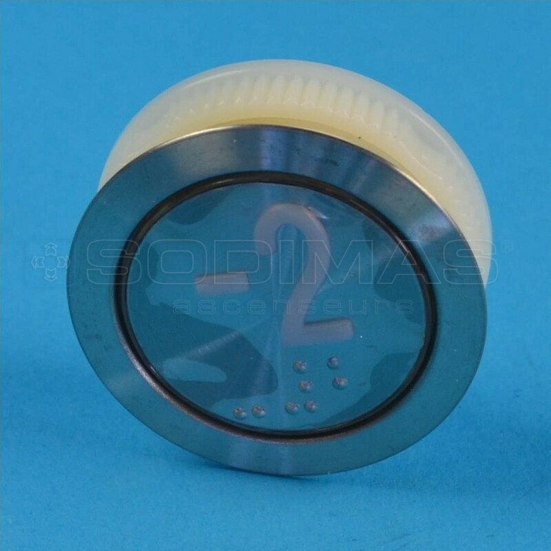Bouton gravé -2 + braille - LED rouge gamme Genesis