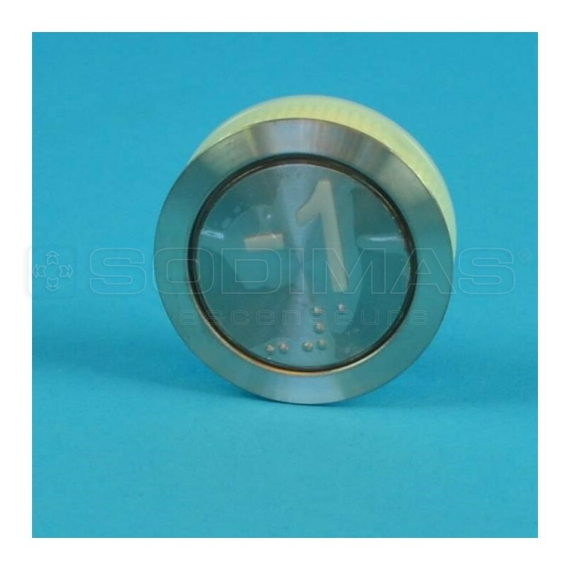 Bouton gravé -1 + braille - LED rouge gamme Genesis