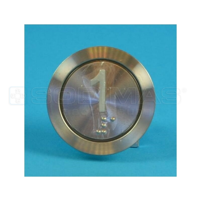 Bouton gravé 1 + braille - LED rouge gamme Genesis
