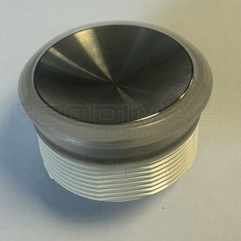 Bouton MCS collerette lumineuse verte inox brossé