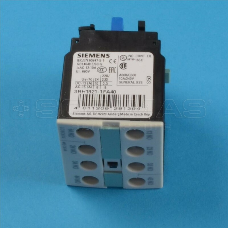 Bloc contact auxiliaire Siemens 4NO tétrapolaire 3RH1921 - 1FA40