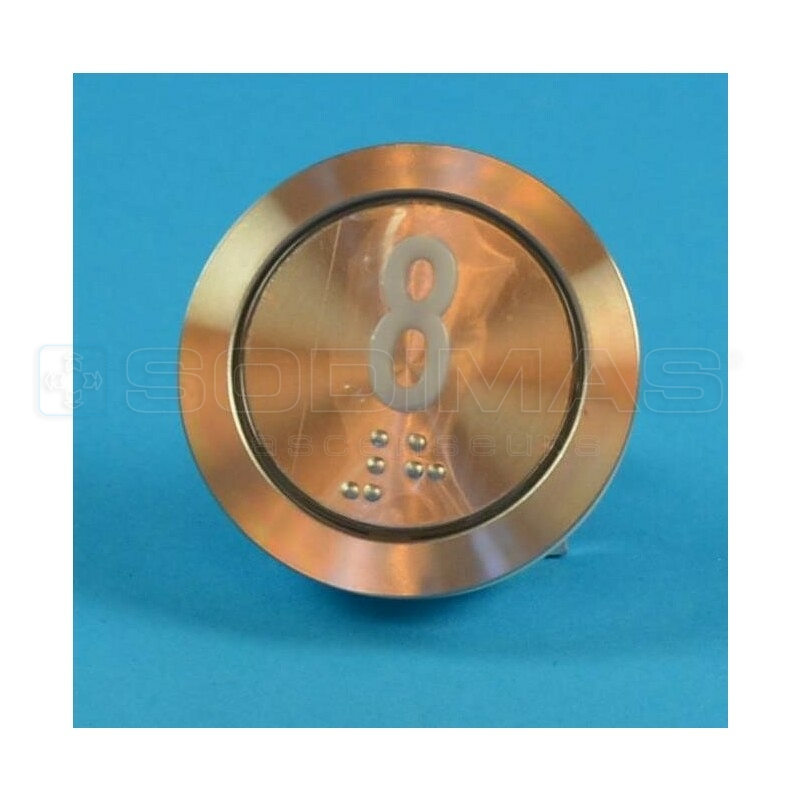 Bouton gravé 8 + braille - LED rouge gamme Genesis