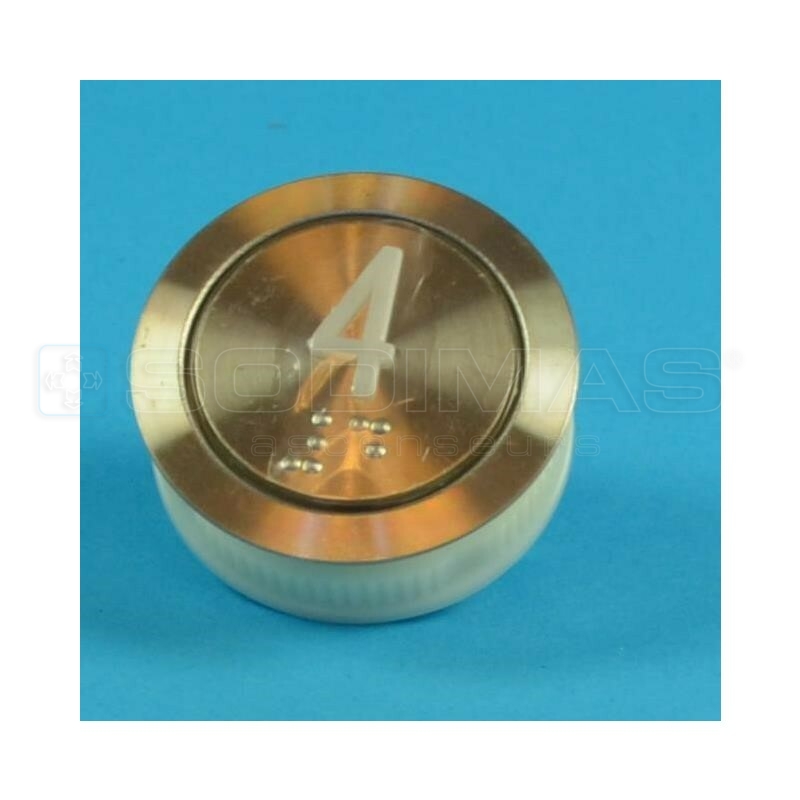 Bouton gravé 4 + braille - LED rouge gamme Genesis
