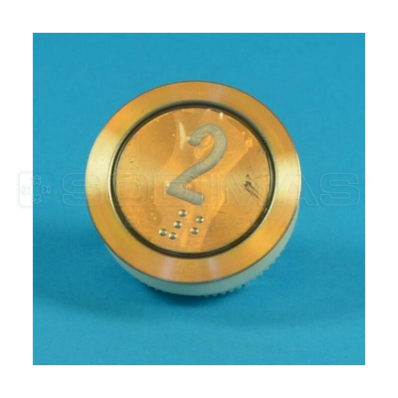 Bouton gravé 2 + braille - LED rouge gamme Genesis