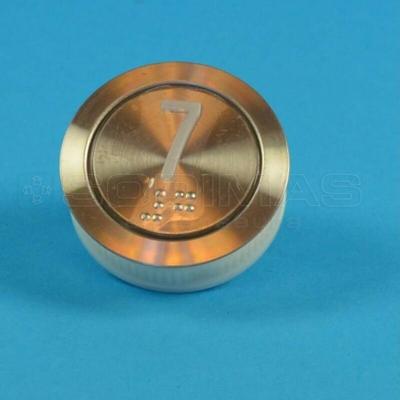 Bouton gravé 7 + braille - LED rouge gamme Genesis