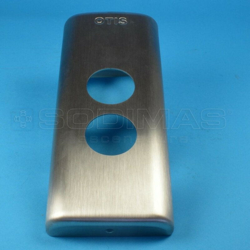Plastron palier inox brossé pour 2 contacts à clé DOM type SH - Otis 2000 - trou Ø 36 mm (pour remote HBB)