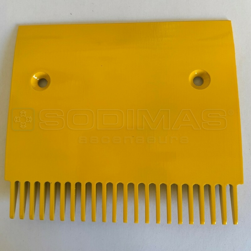 Peigne jaune 181.4 * 205.4 mm départ 22 dents 2 trous - compatible pour trottoir roulant 9500AE hauteur trou fixation 58 mm