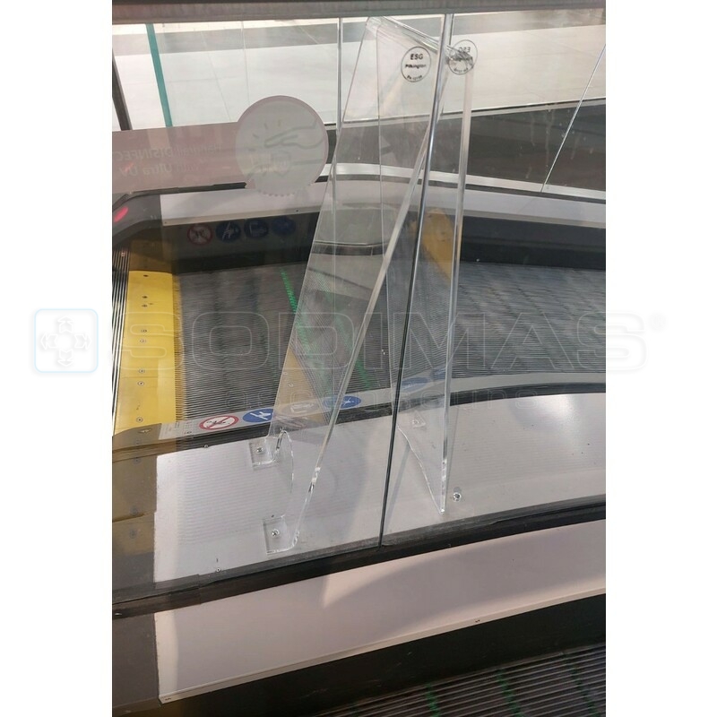Protection plexiglas escalator-compatible