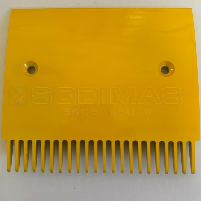 Peigne jaune aluminium 181,4 x 205,4 mm départ - compatible pour trottoir roulant 9500 - (plateaux courts de 133 mm) hauteur trou fixation 72 mm