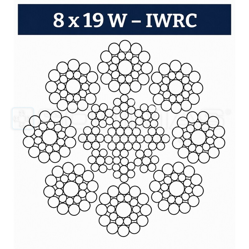 CABLE DE TRACTION ELSTAR 8WS ACIER 8x19W+IWRC DIAMETRE 11 87.0 kN