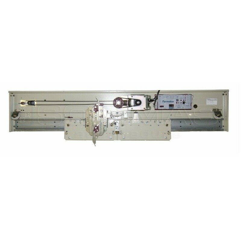 Opérateur cabine MOD310 en remplacement 99VF C2 2AO ouverture centrale PL 800x2000 sans vantaux sans seuil aluminium linteau réduit