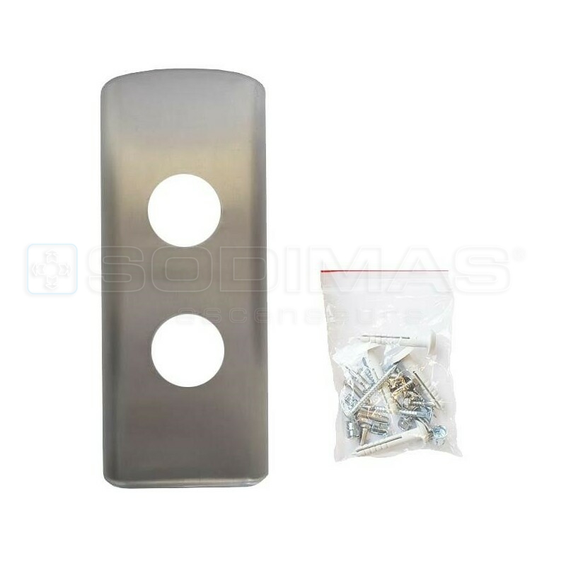 Boite palière applique vierge, 83 x 203mm, inox brossé, Cyntra, 2 boutons