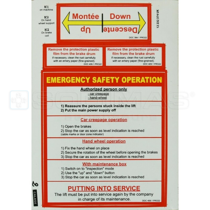 Étiquette GL - GT dépannage de secours - Anglaise