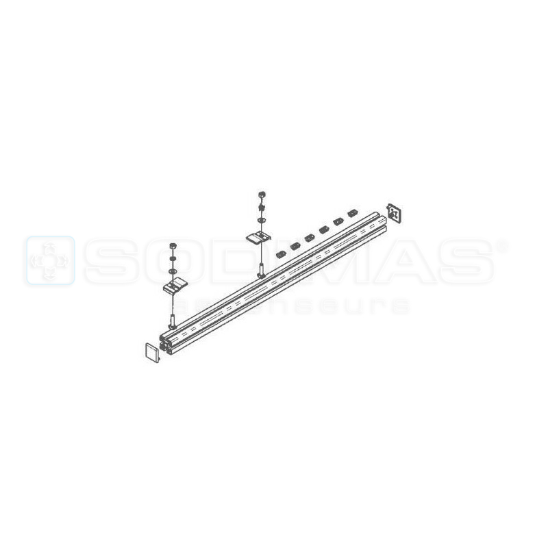 Ensemble support sélection embarquée cabine par profil aluminium 40 x 40 mm +accessoires