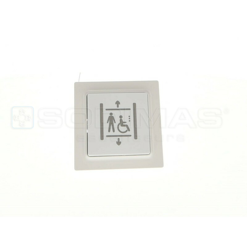 Bouton palier déporté applique sans fils blanc gravé accessibilité