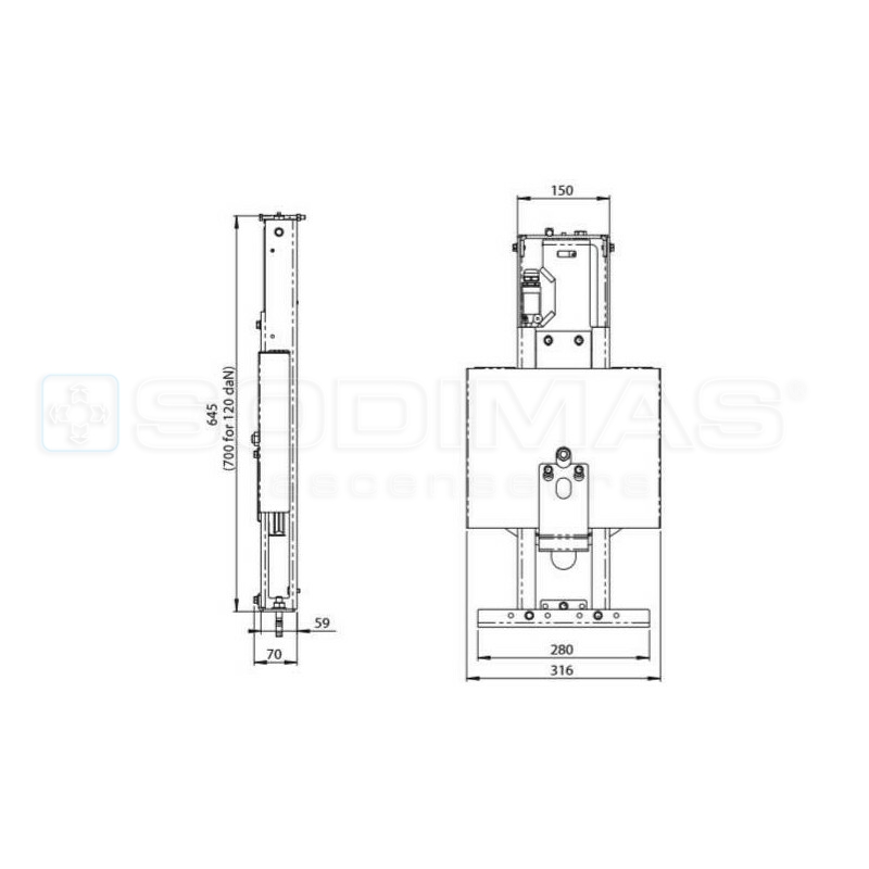 Tendeur à compression EN 81-20 - Ø 300 mm - 120 DAN double sens