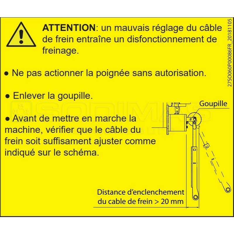 Etiquette levier de frein GTW10-M-L-GTW9A