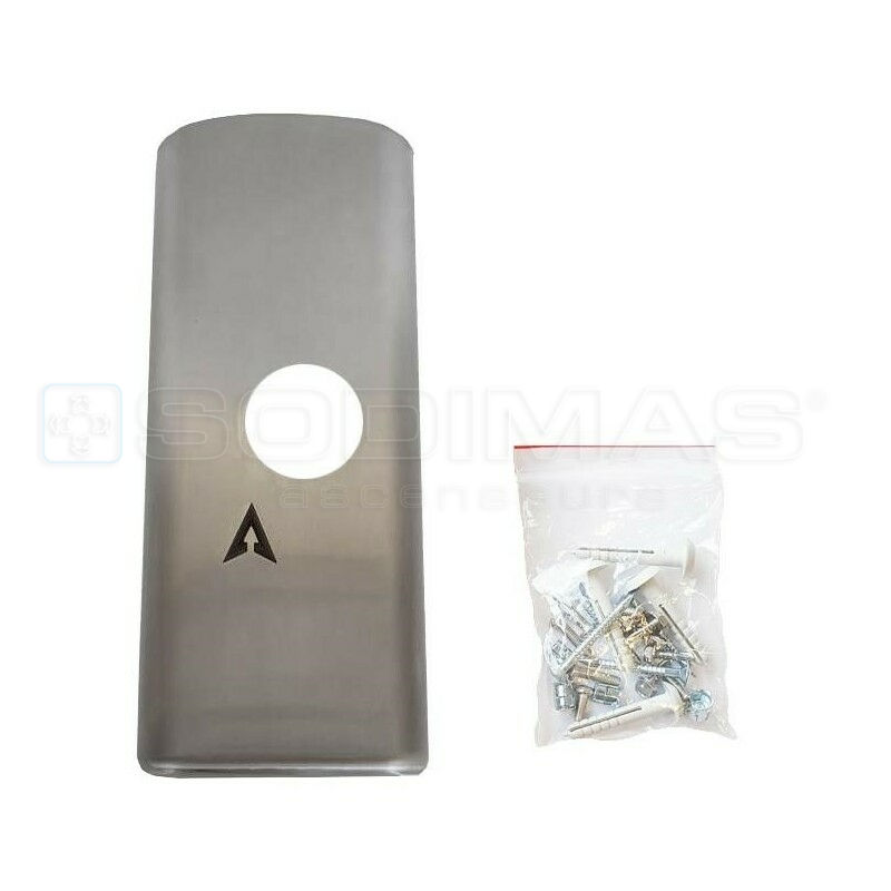 Boite palière applique vierge, 83 x 203mm, inox brossé, Synia monté, 1 bouton