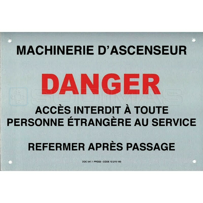 Plaque danger machinerie