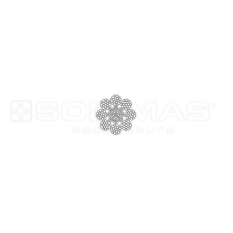 Couronne de 90 mètres de câble limiteur âme acier Ø 6.5 mm- 8WS- type 8 x 19w+IWRC - 31kN
