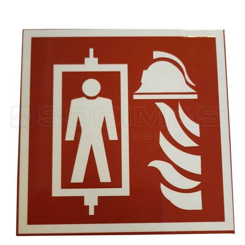 Etiquette pompier palier 100 x 100 mm