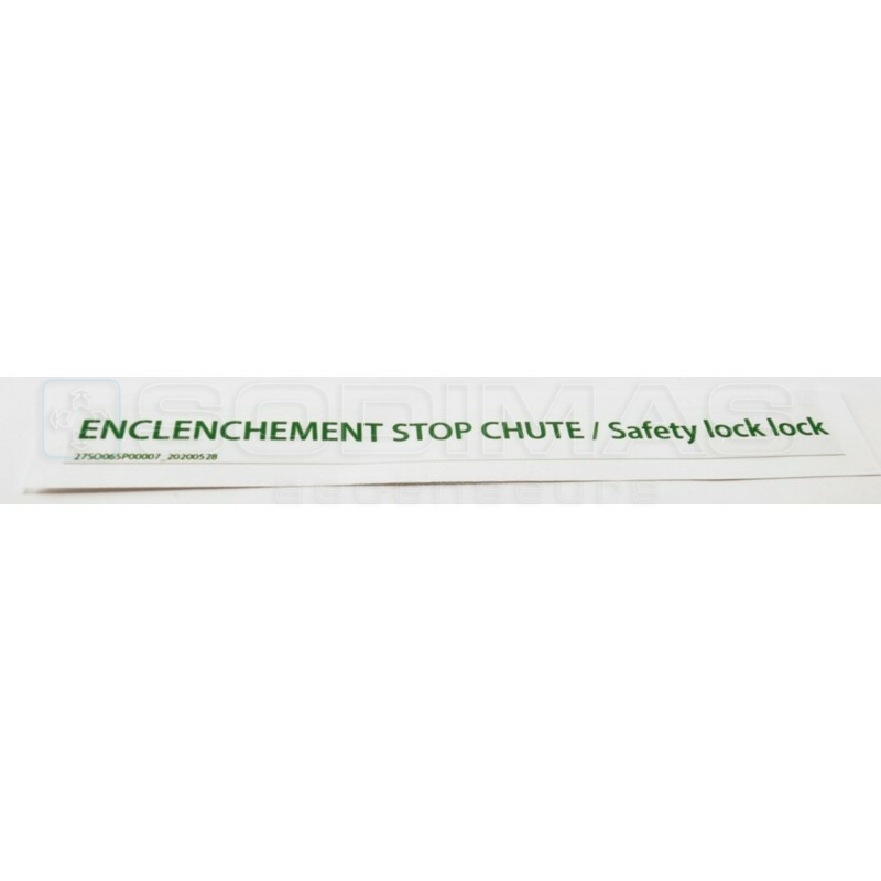 Etiquette Sweetlift - Enclenchement stopchute SweetLIFT Version 1.0 et Version 1.5