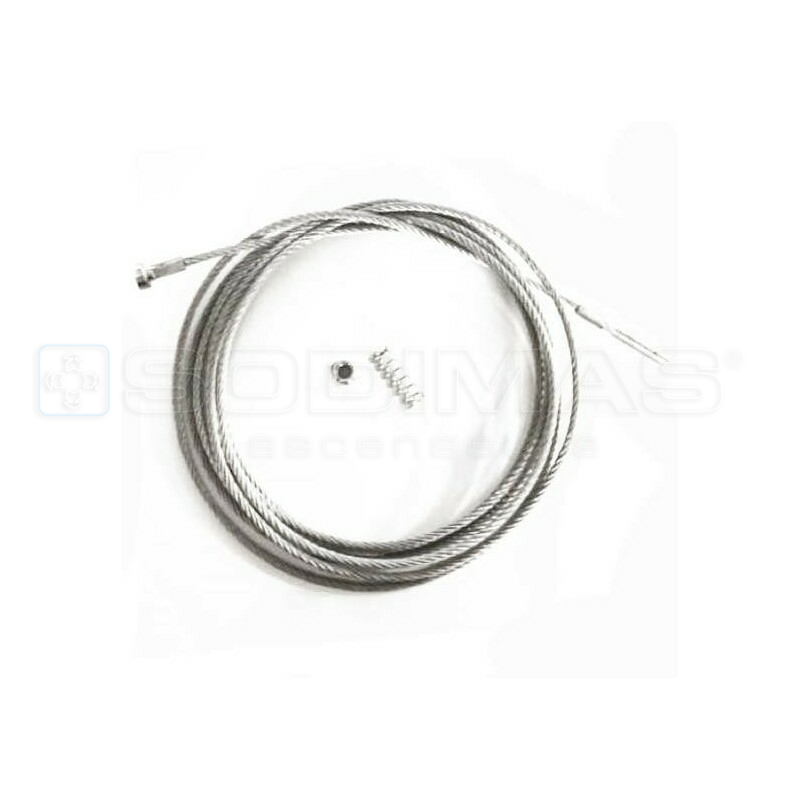Câble acier-ressort-écrou porte cabine ouverture latérale 2 Vtx - PL 1300 - lg 1780 -SD20 & SD20R