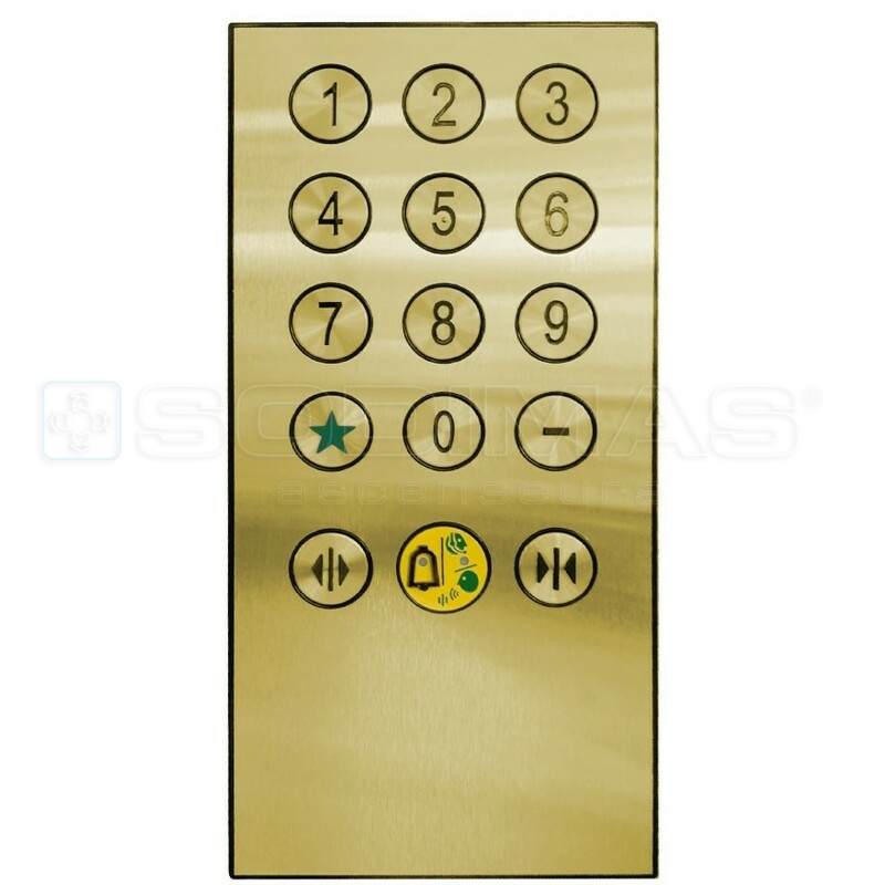 Clavier Sensy poli miroir or avec façade