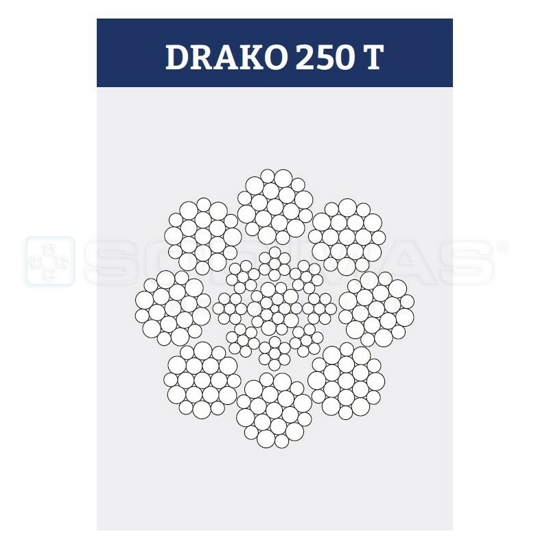 Cable traction DRAKO 250T 8 mm - 8x19w - IWRC 1570 U sZ