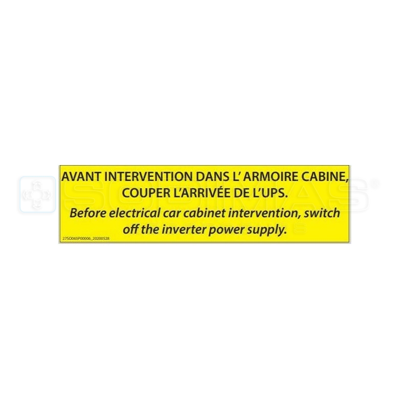 Etiquette Sweetlift - Inter armoire commande Version 1.0, Version 1.5 et Version 2.0