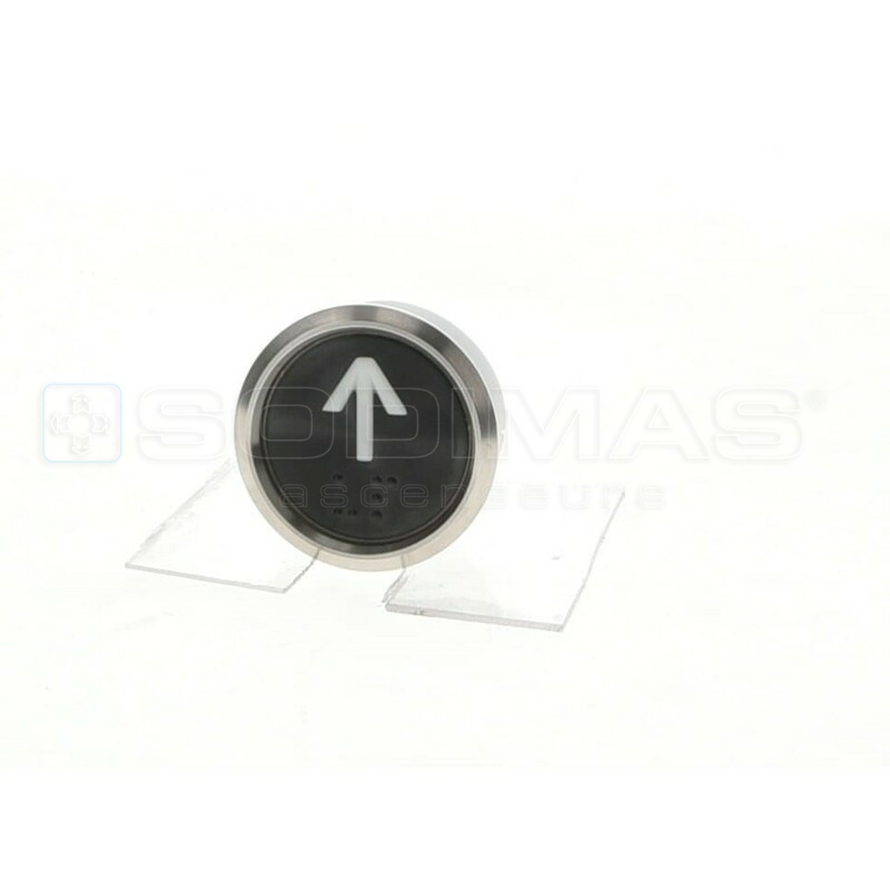 Bouton IP65 V2 noir brossé flèche monté