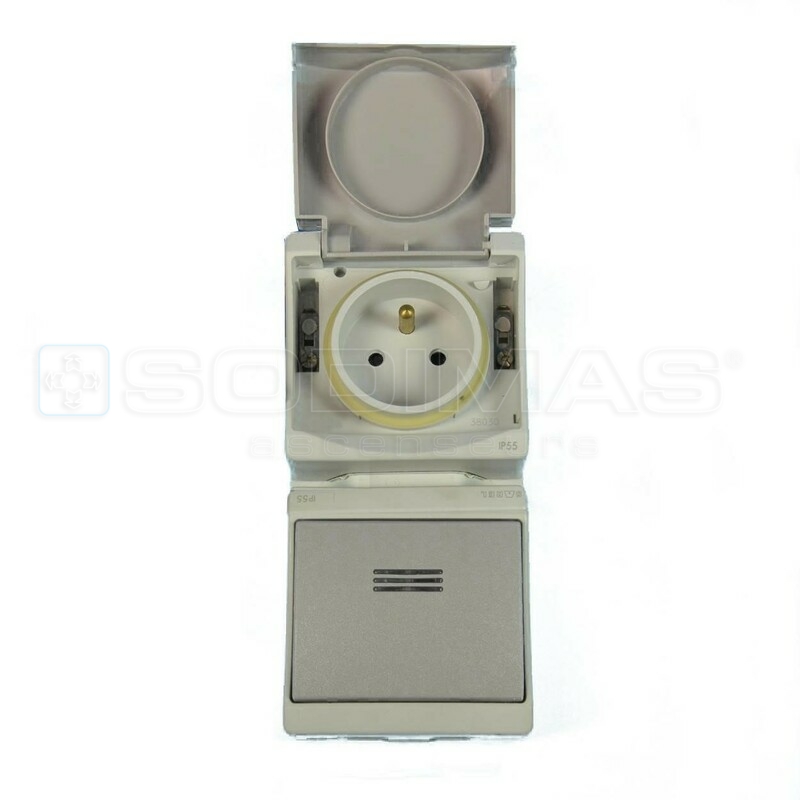 Boîtier bouton poussoir lumineux + prise cuvette